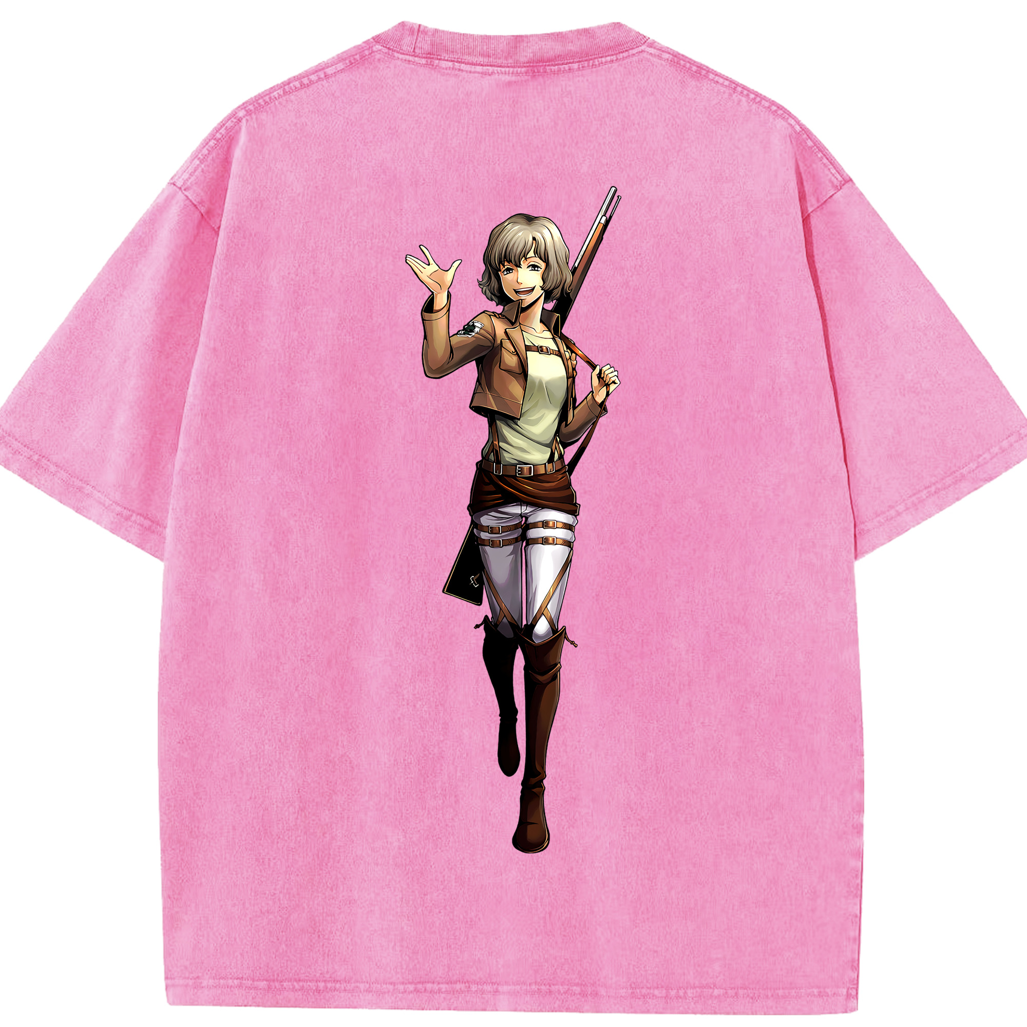 （画像用） 進撃の巨人 ヒツチ Attack on Titan Hitch 綿100% ヴィンテージ風 半袖Tシャツ（背面プリント）